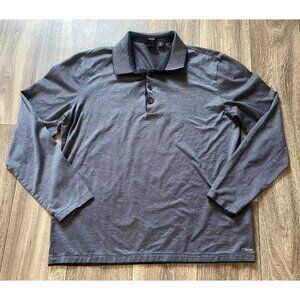 HUGO BOSS POLO SHIRT LONG SLEEVE MENS XL COTTON REGULAR FIT MERCERISED STRIPED